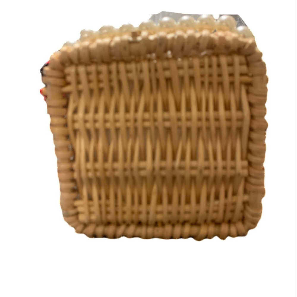 1 left! Faux Pearl Rattan Khaki Small Bucket Bag - Picture 10 of 16